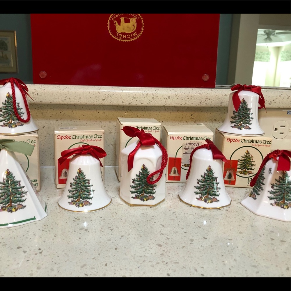 Seven Spode Christmas ornaments